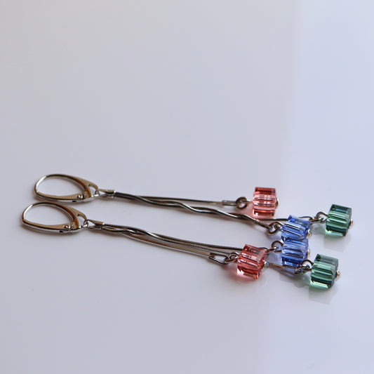 Boucles d'oreilles avec cristaux Swarovski, argent rhodié, cristal, CANDICE