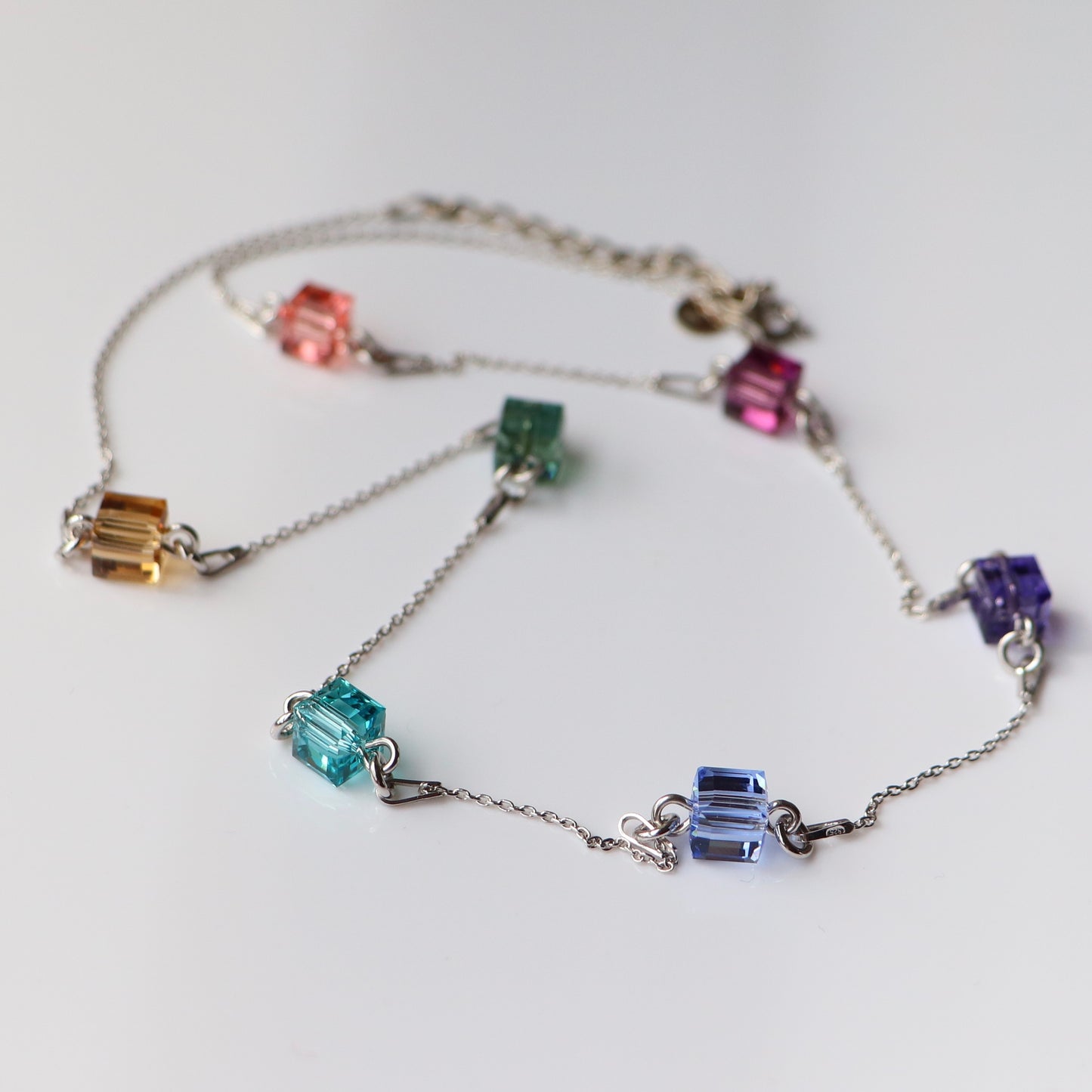 Necklace with Swarovski crystals, rhodium-plated silver, crystal, CANDICE