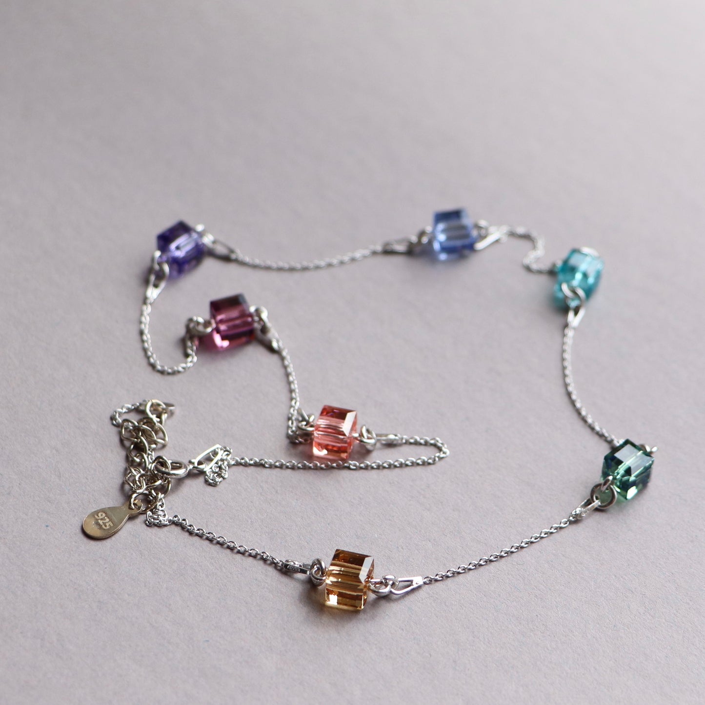 Necklace with Swarovski crystals, rhodium-plated silver, crystal, CANDICE