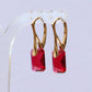 Boucles d'oreilles avec cristaux Swarovski, rouge framboise, argent doré, NOEMIE