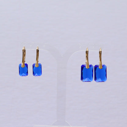 Earrings with Swarovski crystals, blue, gold-plated silver, NOEMIE