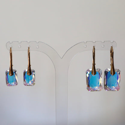 Earrings with Swarovski crystals, AB crystal, gold-plated silver, NOEMIE