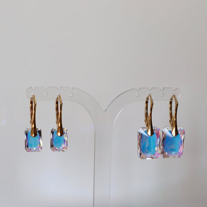 Earrings with Swarovski crystals, AB crystal, gold-plated silver, NOEMIE