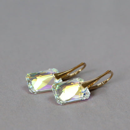 Earrings with Swarovski crystals, AB crystal, gold-plated silver, NOEMIE