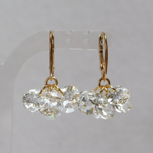 Boucles d'oreilles avec cristaux Swarovski, cristal, argent doré, MARGOT