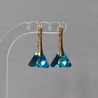 Anhänger mit Swarovski -Kristallen, goldenes Silber, Blau, Bermuda