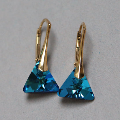 Anhänger mit Swarovski -Kristallen, goldenes Silber, Blau, Bermuda