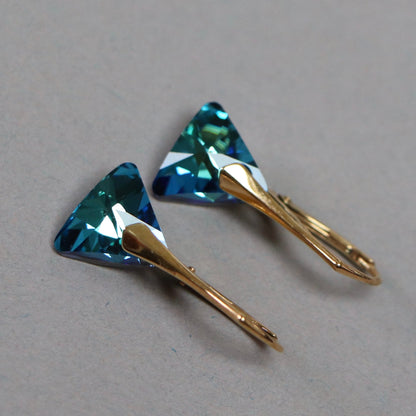 Anhänger mit Swarovski -Kristallen, goldenes Silber, Blau, Bermuda