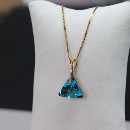 Pendant with Swarovski crystals, gold-plated silver, blue, BERMUDA