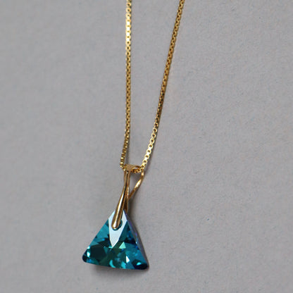 Pendant with Swarovski crystals, gold-plated silver, blue, BERMUDA