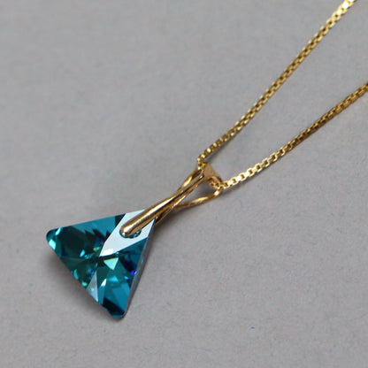 Pendant with Swarovski crystals, gold-plated silver, blue, BERMUDA