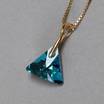 Pendant with Swarovski crystals, gold-plated silver, blue, BERMUDA