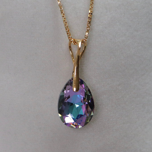 Pendant with Swarovski crystals, gold-plated silver, VL crystal, KATE