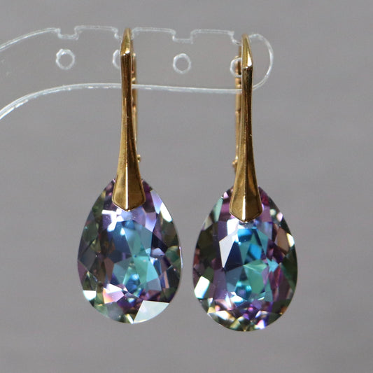 Earrings with Swarovski crystals, gold-plated silver, VL crystal, KATE