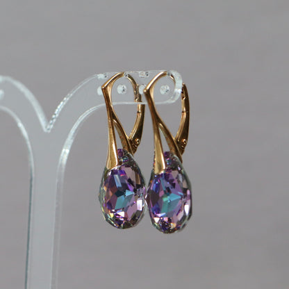 Boucles d'oreilles avec cristaux Swarovski, argent doré, cristal VL, KATE