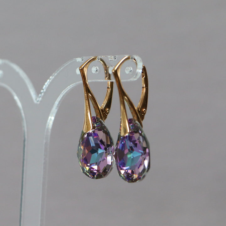 Boucles d'oreilles avec cristaux Swarovski, argent doré, cristal VL, KATE