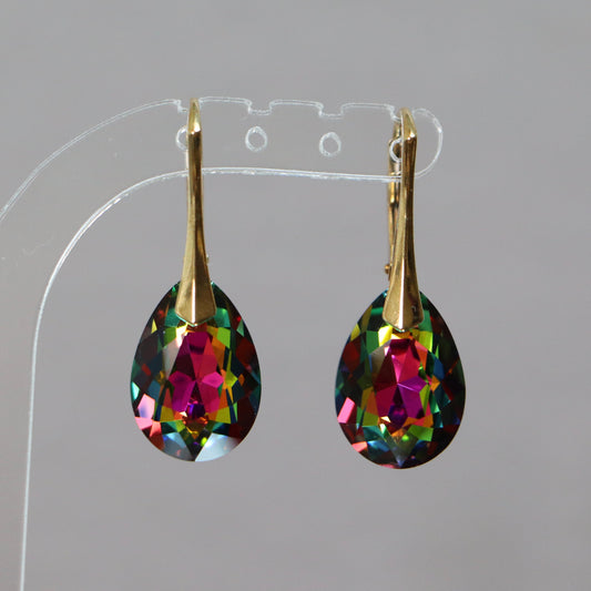Earrings with Swarovski crystals, gold-plated silver, VM crystal, KATE
