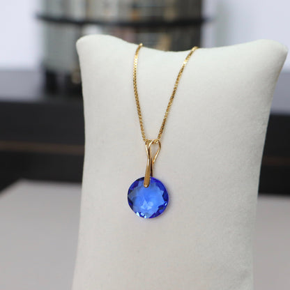 Pendant, Swarovski crystals, gold-plated silver, blue, BONBON