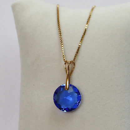 Pendant, Swarovski crystals, gold-plated silver, blue, BONBON