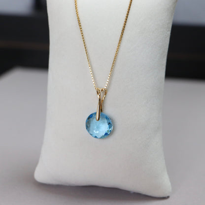 Pendant, Swarovski crystals, gold-plated silver, aquamarine blue, BONBON