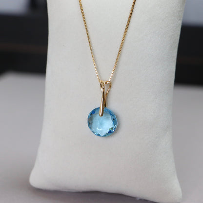 Pendant, Swarovski crystals, gold-plated silver, aquamarine blue, BONBON