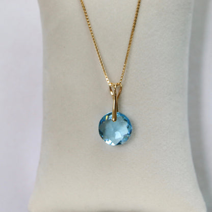 Pendant, Swarovski crystals, gold-plated silver, aquamarine blue, BONBON