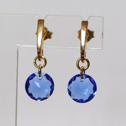 Pendant, Swarovski crystals, gold-plated silver, blue, BONBON