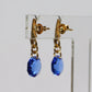 Boucles d'oreilles, cristaux Swarovski, argent doré, bleu, BONBON