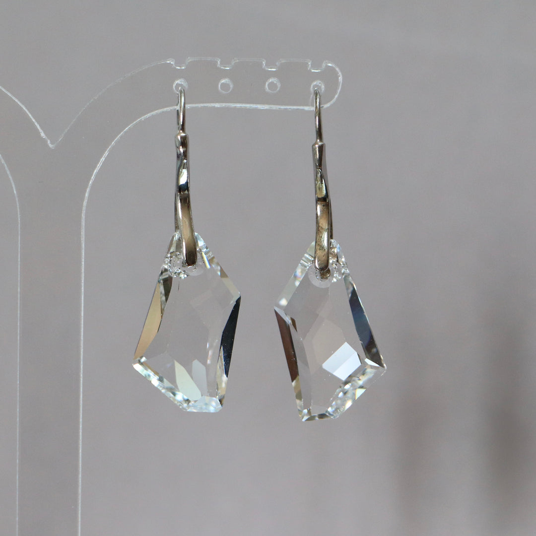 Earrings, Swarovski crystals, rhodium-plated silver, crystal, ART