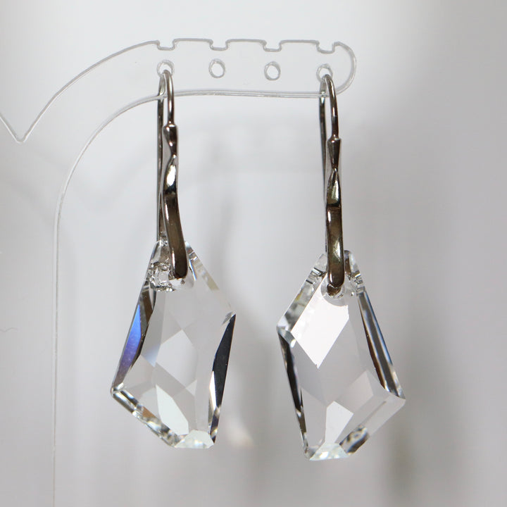 Earrings, Swarovski crystals, rhodium-plated silver, crystal, ART