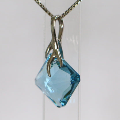 Pendentif, cristaux Swarovski, argent rhodié, bleu aquamarine, AGATHE