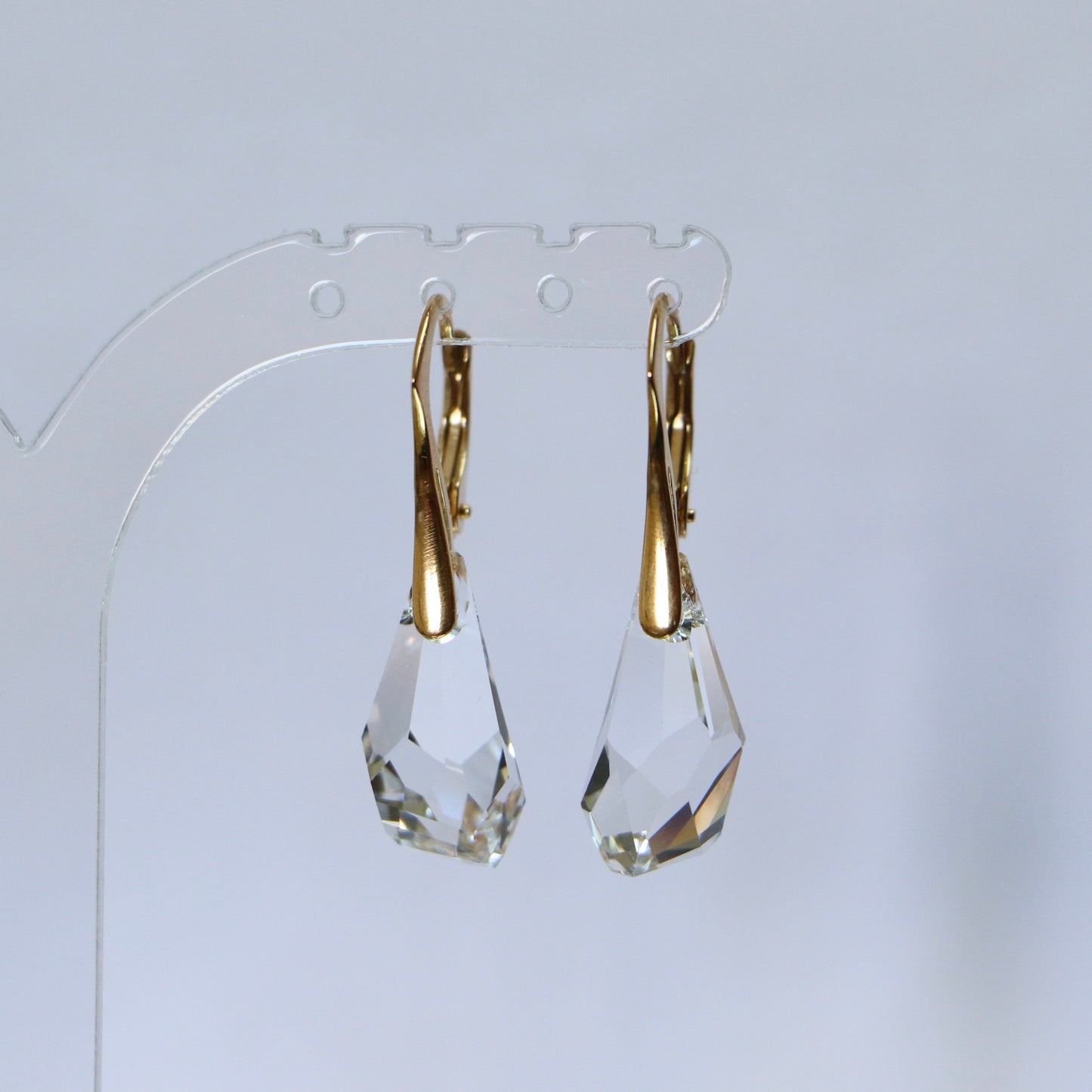 Boucles d'oreilles, cristaux Swarovski, argent doré, cristal, POLY