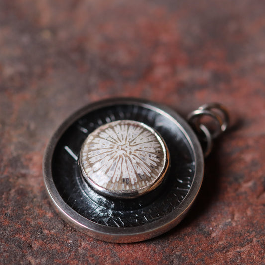 Silver pendant with fossilized coral SL-N026