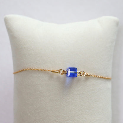 Armband mit Swarovski -Kristallen, Blau, goldenes Silber, Kreuzung