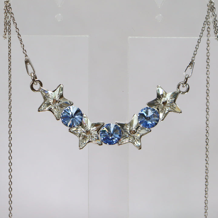 Collier avec cristaux Swarovski, collection SEVER, cristal/bleu, argent rhodié