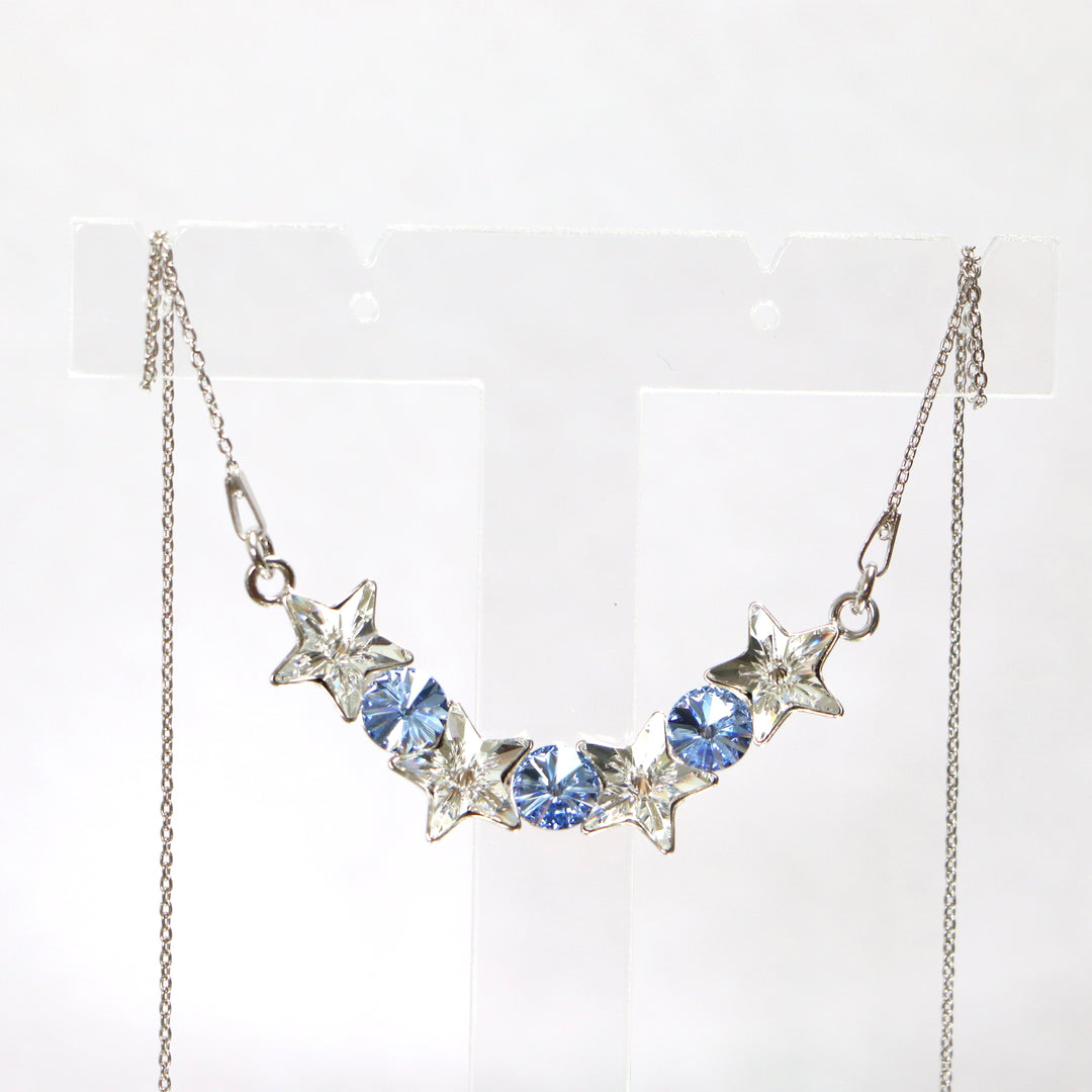 Collier avec cristaux Swarovski, collection SEVER, cristal/bleu, argent rhodié