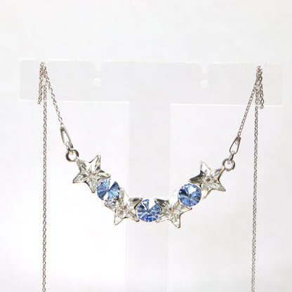 Necklace with Swarovski crystals, SEVER collection, crystal/blue, rhodium-plated silver