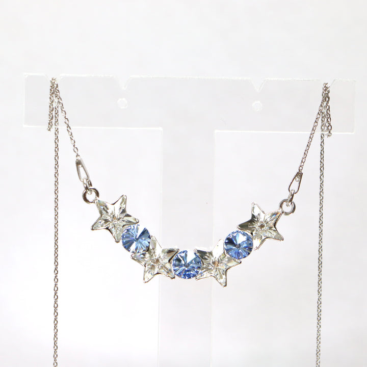 Collier avec cristaux Swarovski, collection SEVER, cristal/bleu, argent rhodié