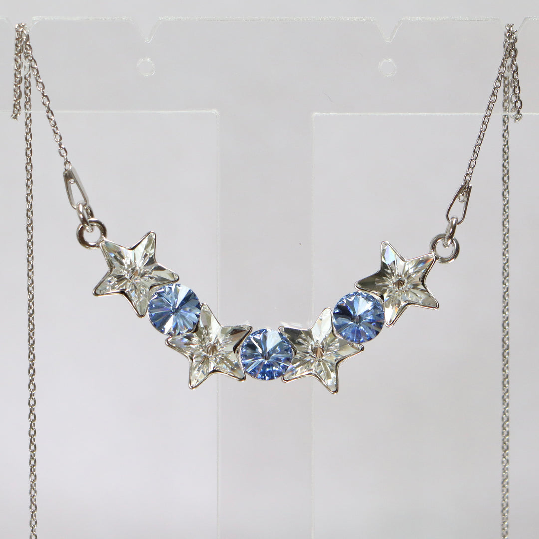 Collier avec cristaux Swarovski, collection SEVER, cristal/bleu, argent rhodié