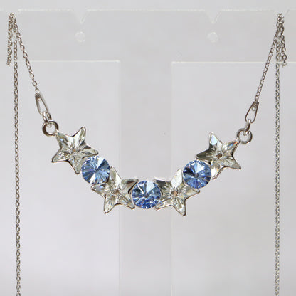 Collier avec cristaux Swarovski, collection SEVER, cristal/bleu, argent rhodié