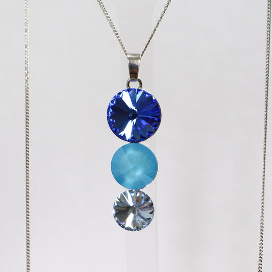 Pendentif avec cristaux Swarovski, bleu, argent rhodié, TRIO