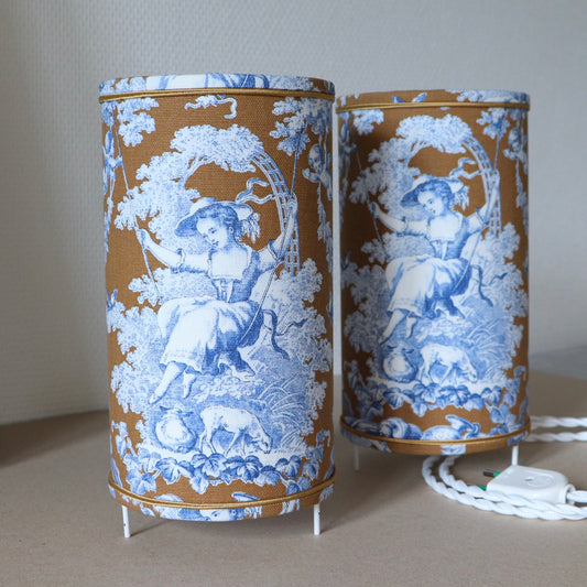 Lampshade on legs (lamp), laminated in fabric, JOUY 2