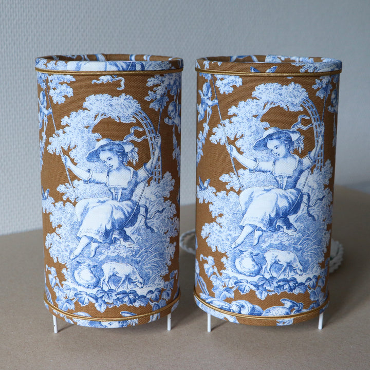 Lampshade on legs (lamp), laminated in fabric, JOUY 2