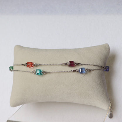 Bracelet with Swarovski crystals, rhodium-plated silver, crystal, CANDICE