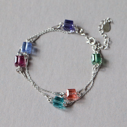 Bracelet with Swarovski crystals, rhodium-plated silver, crystal, CANDICE