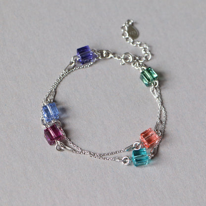 Bracelet with Swarovski crystals, rhodium-plated silver, crystal, CANDICE