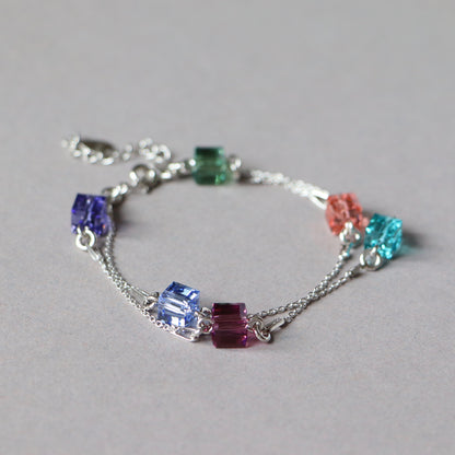 Bracelet with Swarovski crystals, rhodium-plated silver, crystal, CANDICE