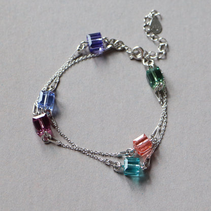 Bracelet with Swarovski crystals, rhodium-plated silver, crystal, CANDICE