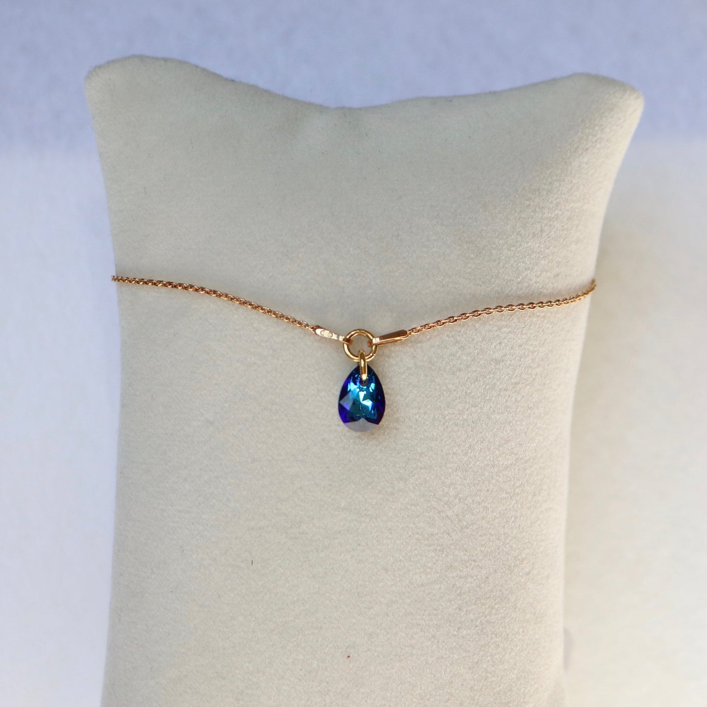 Bracelet with Swarovski crystals, gold-plated silver, Bermuda blue, KATE