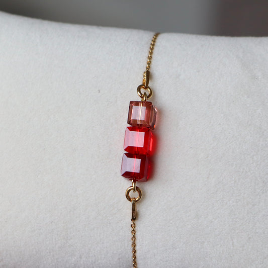 Bracelet, Swarovski crystals, gold-plated silver, red, 3CARRE